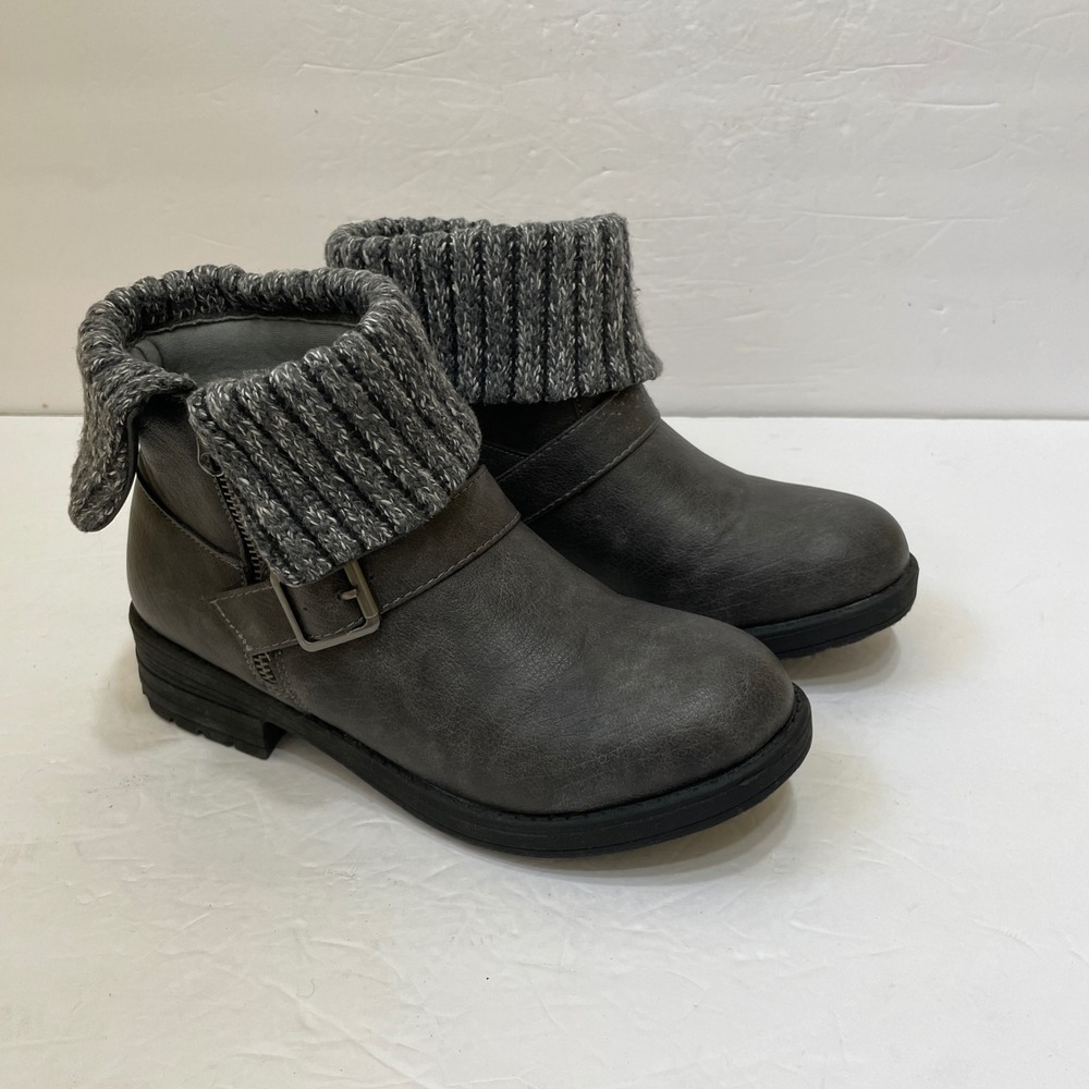 PORTLAND BOOT COMPANY ELLIE SWEATER KNIT ANKLE BOOTS IN‎ GRAY